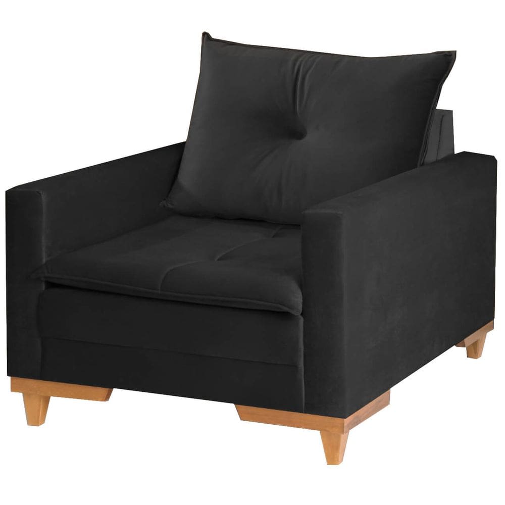 Poltrona Inglaterra Tecido Veludo Boareto Cor Preto