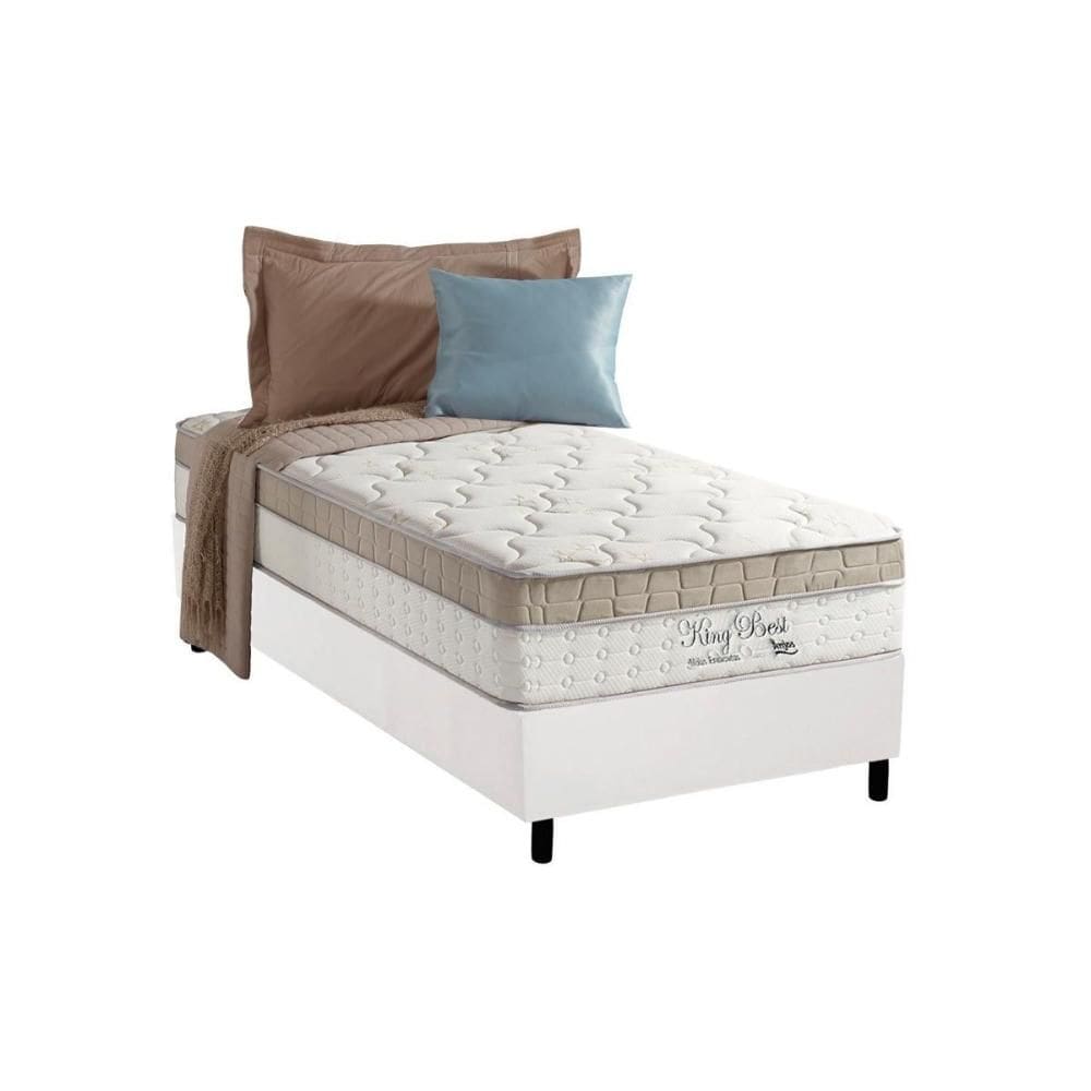 Conjunto Box Solteiro: Colchão Molas D Angelis Anjos Superlastic King Best + Base CRC Courano White (88x188)