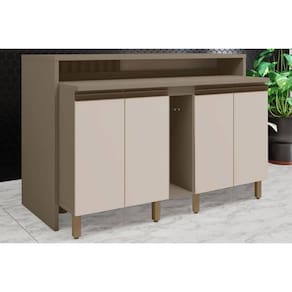 Bancada Ilha Cozinha Gourmet Connect c/ 4 Portas 145cm Duna/Cristal - Henn
