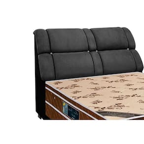Cabeceira Cama Box Estofada Queen Imperador Suede Cinza/Preto - Simbal