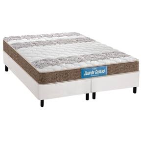 Cama Box Queen: Colchão Espuma Probel D33/EP Anatômico Guarda Costas Próintense Double Face+ Base CRC Courano White(158x198)