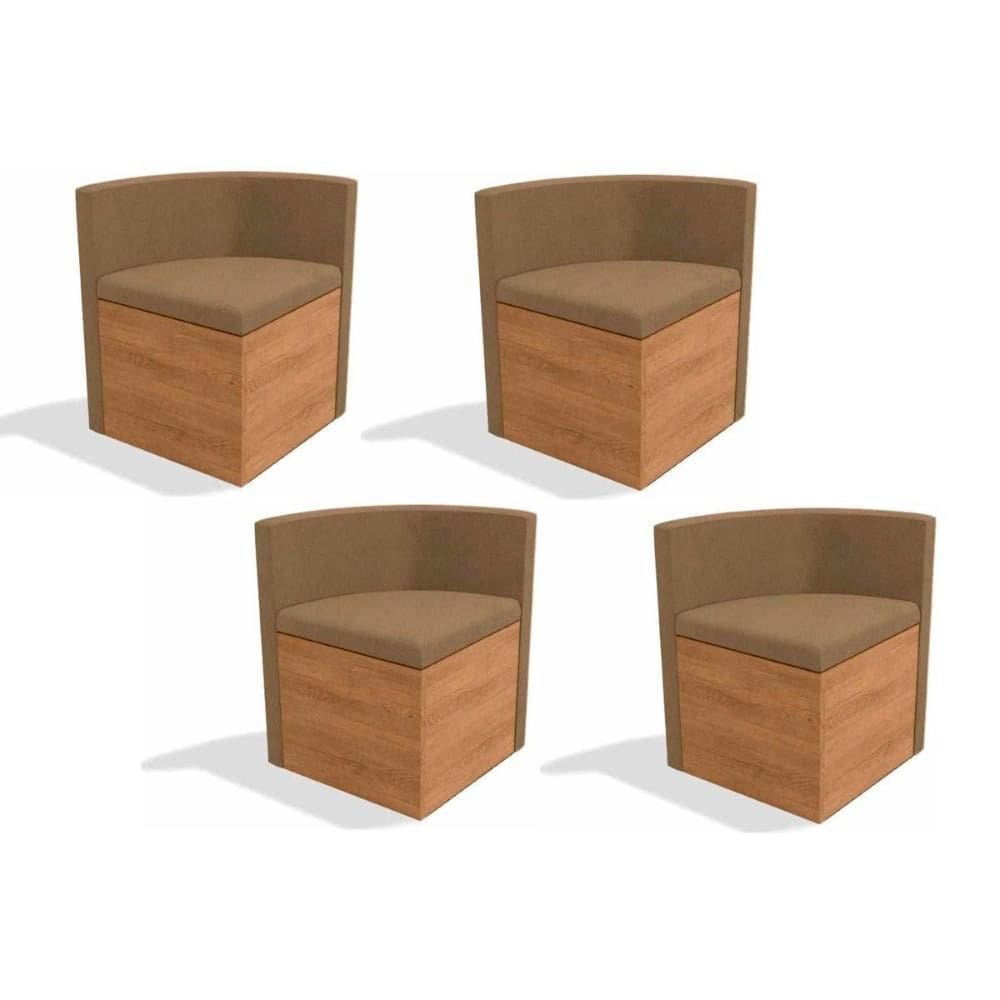 Kit 4 Cadeiras de Cozinha 4CAD800 4 Un Freijó - Assento/Encosto Caramelo D005 - Kappesberg