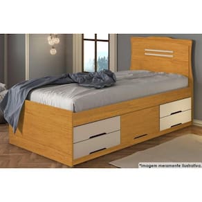 Cama Multifuncional Juvenil Júlia c/ 5 Gavetas Cinamomo/Off White - Conquista