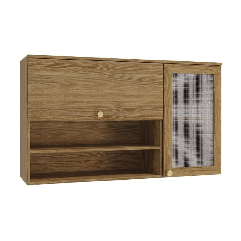 Módulo Cozinha Kappesberg Botanic Armário Botanic M635 Nicho c/ 2 Portas c/ Tela 120cm Nogueira - Kappesberg