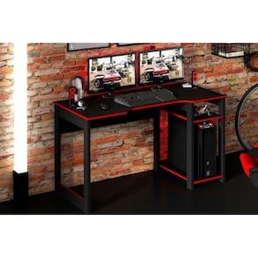 Mesa de Computador Solteiro Gamer ME4152 Preto/Vermelho - Tecno Mobili
