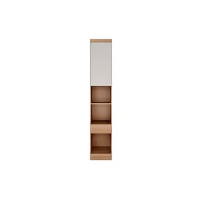 Módulo de Quarto Solteiro Armário Mesa de Cabeceira Rizon/Linea c/ 1 Porta e 1 Gaveta Cumaru/Fendi - Novo Horizonte