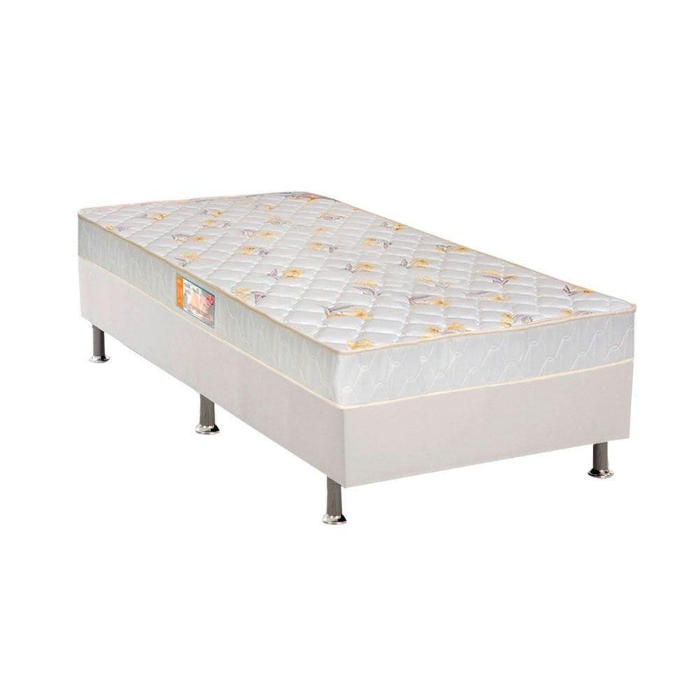 Conjunto Box Solteiro: Colchão Espuma Castor D28 Sleep Max + Base CRC Courano White (88x188)