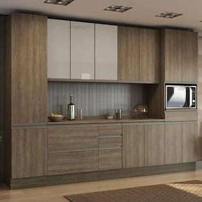 Cozinha Completa Maxxi 8 Peças (2Aéreos+2Balcões+2Paneleiros+2Complementos) C8P21 Nogal - Kappesberg