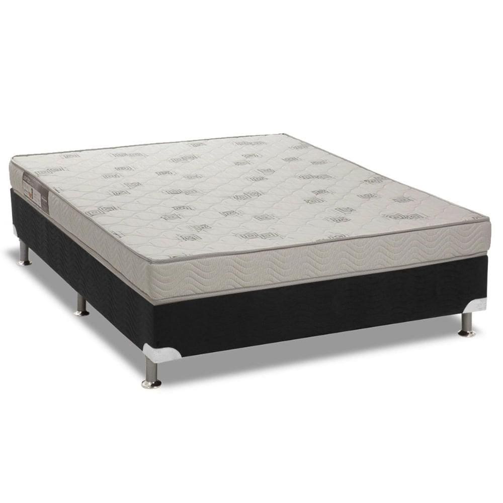 Conjunto Box Viúva: Colchão Espuma Ortobom Light Saúde + Base CRC Courano Black (128x188)