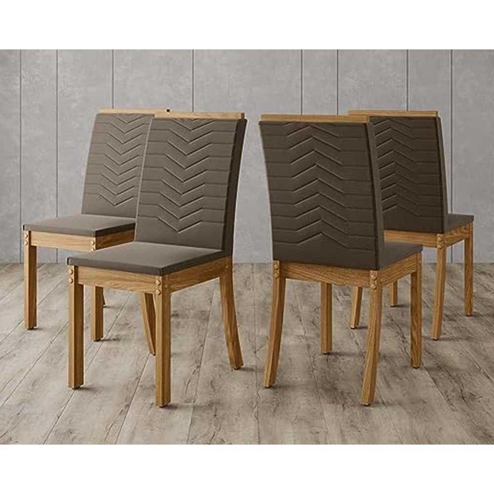 Kit 4 Cadeiras Sala Jantar Isa 4 Un Nature/Suede Marrom - Henn