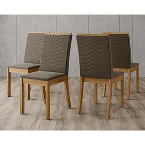 Kit 4 Cadeiras Sala Jantar Isa 4 Un Nature/Suede Marrom - Henn