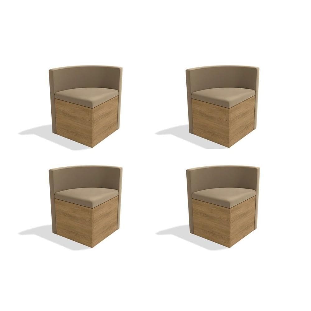 Kit 4 Cadeiras Sala Jantar 4CAD800 4 Un Freijó - Assento/Encosto Suede Bege Geométric - Kappesberg