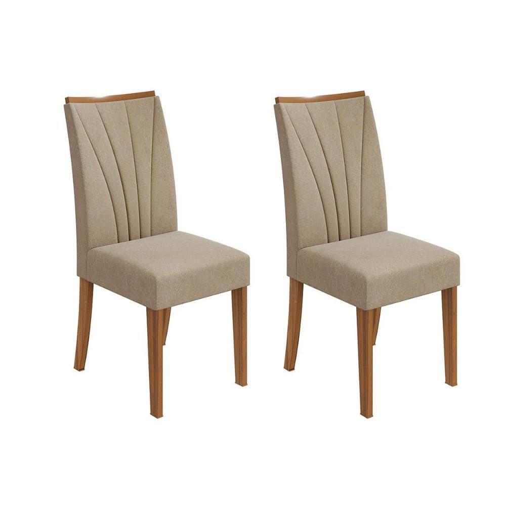 Kit 2 Cadeiras de Cozinha Apogeu 2 Un Amêndoa/Suede Creme - Lopas