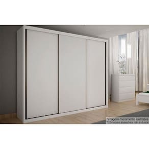 Guarda Roupas 3 Portas de Correr e 6 Gavetas Paradizzo Gold Branco - Novo Horizonte