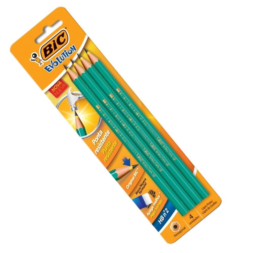 Kit Lapis Preto Sextavado Evolution 2Hb S/Borracha C/04- Bic