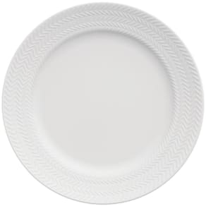 Prato Raso 26,5cm em Porcelana Redondo Germer com Relevo Chevron Branco