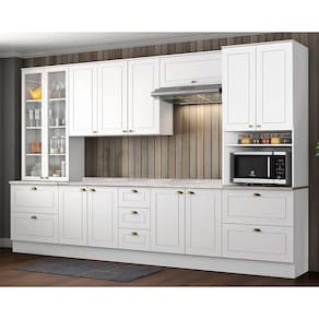 Cozinha Completa Americana 8 Peças (2Aéreos+2Balcões+2Paneleiros+2Complementos) C5P47 Branco - Henn
