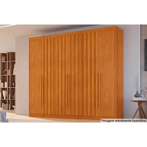 Guarda Roupa Casal 6 Portas (4 Ripadas) e 6 Gavetas Atenas Cinamomo - Conquista