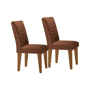 Kit 2 Cadeiras Sala Jantar Londrina 2 Un Madeira Capuccino/Suede Marrom - Rufato