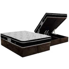 Cama Box Baú Queen: Colchão Molas Ortobom Nanolastic Physical + Base CRC Suede Brown(158x198)