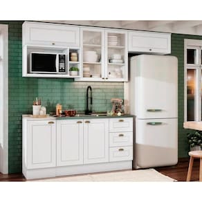 Kit de Cozinha Modulada 7 Peças Americana (3 Aéreos. 2 Balcões, 1 Nicho, 1 Complemento) Branco - Henn