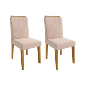 Kit 2 Cadeiras Sala Jantar Clarice Wood 2 Un Savana-Madeirado/Suede Nude Bege - Cimol