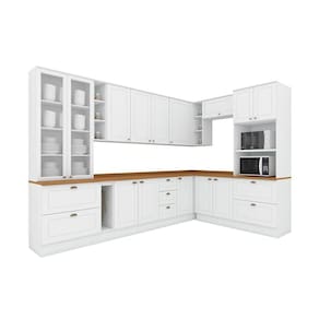 Cozinha Completa Americana 14 Peças (4Aéreos+4Balcões+2Paneleiros+4Complementos) C5P58 Branco - Henn