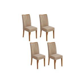Cadeira Sala de Jantar Apogeu Kit 4 Un Amêndoa/Suede Creme - Lopas