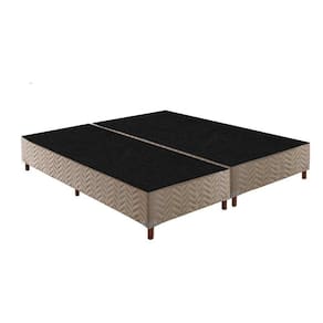 Cama Box Base King Sommier Rústico Bordado Clean (193x203x30 (2 uni 96X203)) - Paropas