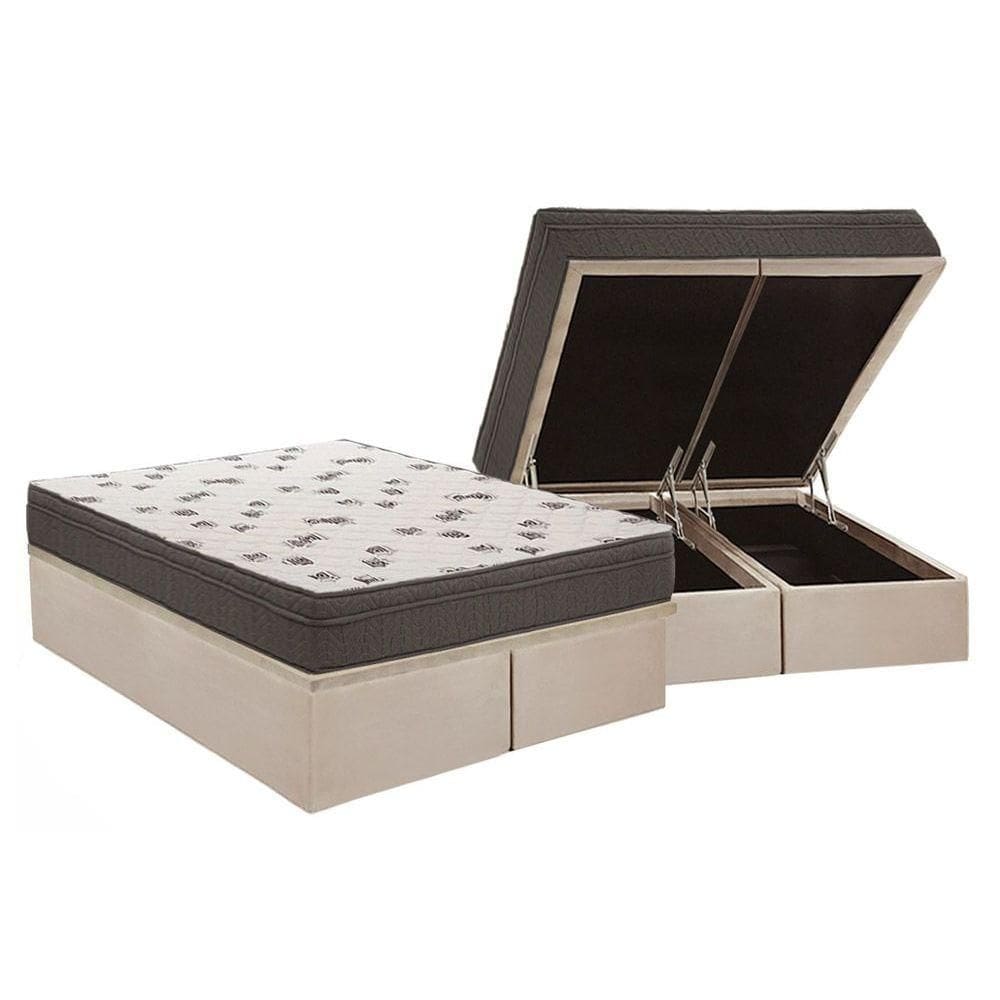 Conjunto Box Baú Queen: Colchão Espuma Ortobom D45 Light + Base CRC Suede Clean (158x198)