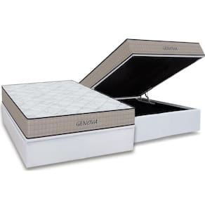 Conjunto Box Baú Casal: Colchão Espuma Orthoflex D45 Genova + Base CRC Courano White (138x188)