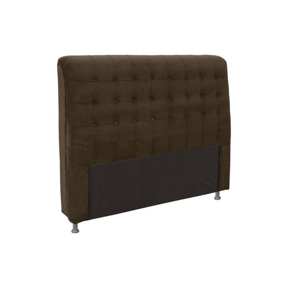 Cabeceira Cama Box Estofada Queen Dama Plus Suede Marrom Chocolate - Simbal