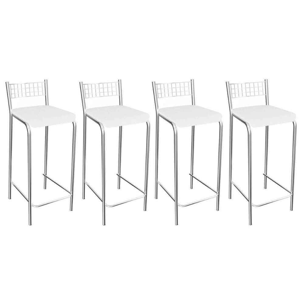 Banqueta de Cozinha Gênova 1B705CR 4 Un Cromado/Courano Branco - Kappesberg