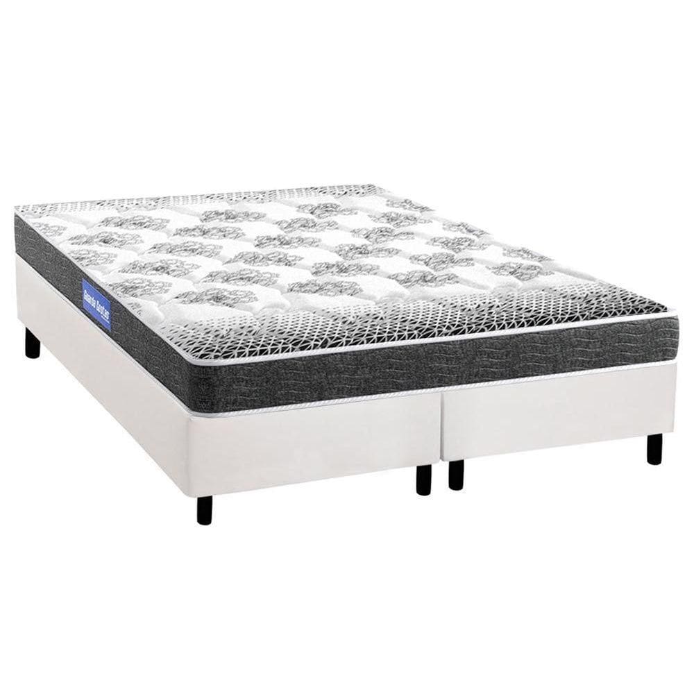 Conjunto Box Queen: Colchão Espuma Probel Guarda Costas Resistente + Base CRC Courano White (158x198)