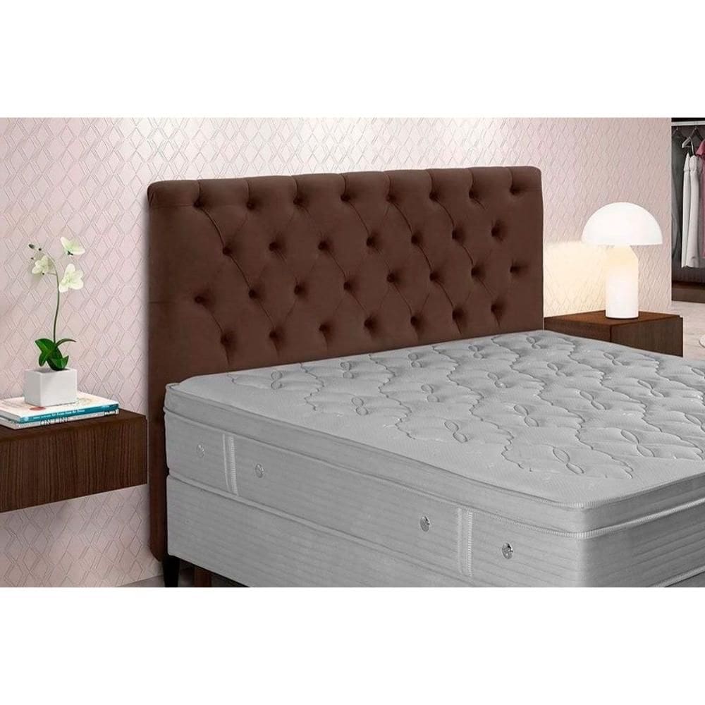 Cabeceira Cama Box Estofada Queen Embaixatriz Plus Suede Marrom Chocolate - Simbal