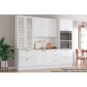 Cozinha Completa Americana 4 Peças (1Aéreo+1Balcão+2Paneleiros) C5P40 Branco - Henn