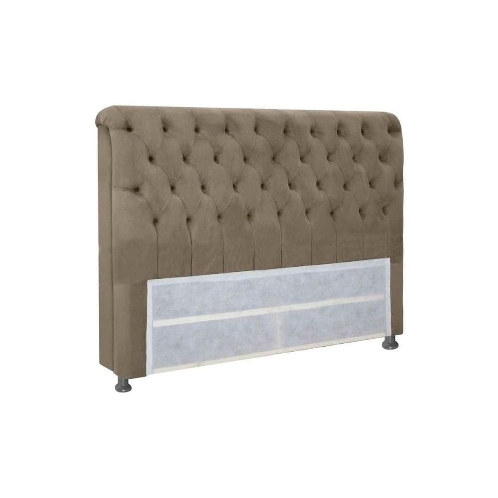 Cabeceira Cama Box Estofada Casal Imperatriz Plus Suede Marrom Taupe - Simbal