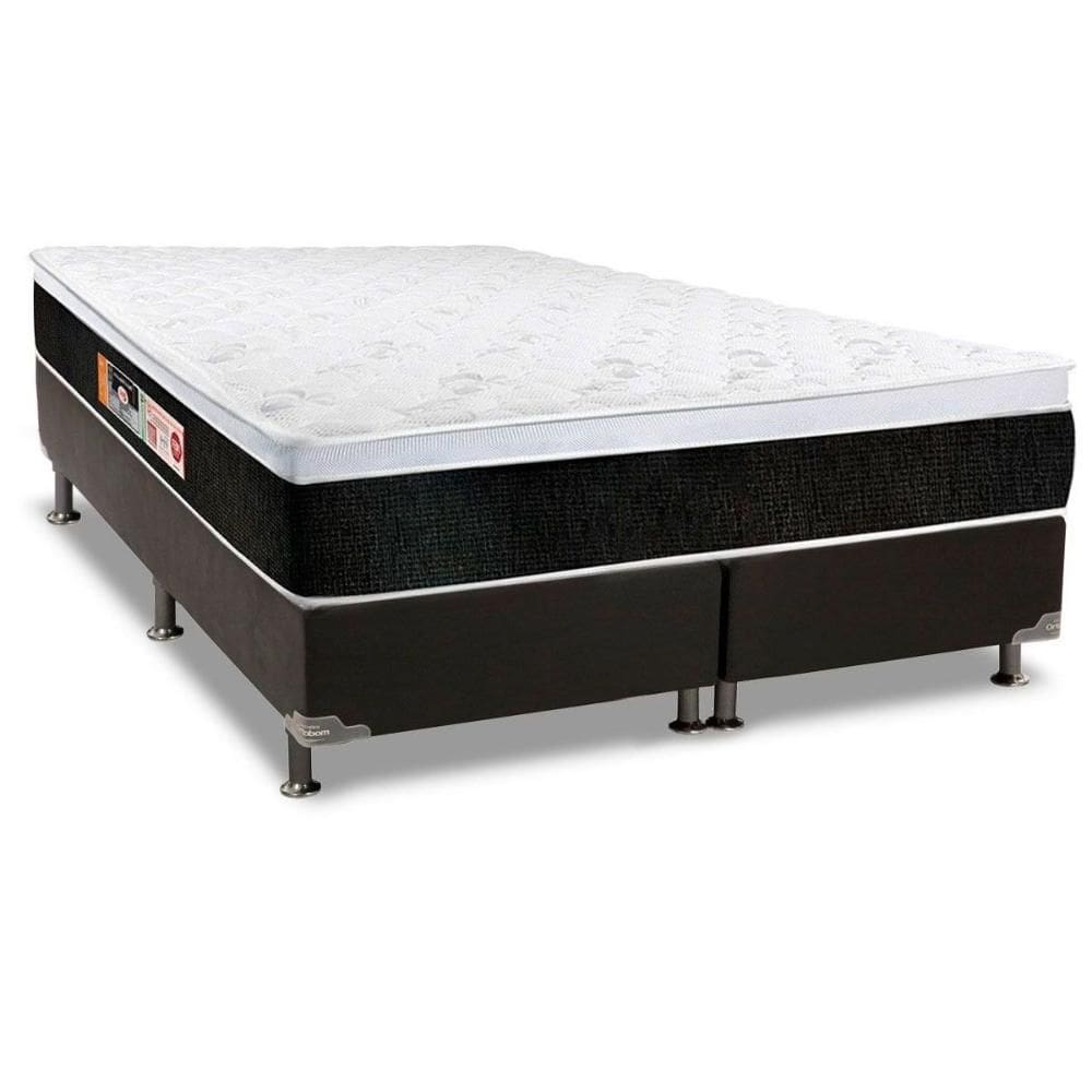 Conjunto Box King: Colchão Espuma Castor D45 Black e White AIR + Base CRC Suede Black (193x203)