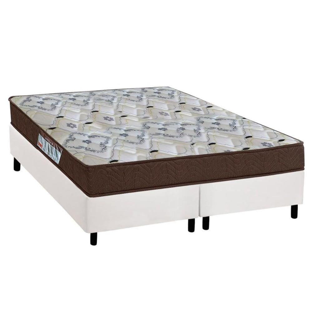 Cama Box Queen: Colchão Ortopédico Ortobom D45/EP Anatômico Fort Tech ISO 150 + Base CRC Suede White(158x198)