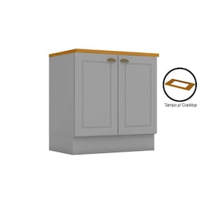 Balcão de Cozinha Americana c/ 2 Portas c/ Tampo Cooktop 80cm Cinza - Henn