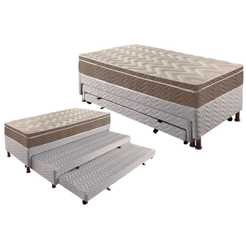 Conjunto Box Solteiro: Colchão Espuma Paropas D33 Confort Ultra Firme + Tricama Base CRC Rústico White (88x188)