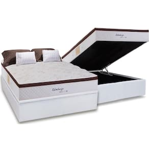 Conjunto Box Baú Casal: Colchão Molas Herval Maxspring Edimburgo + Base CRC Courano White (138x188)