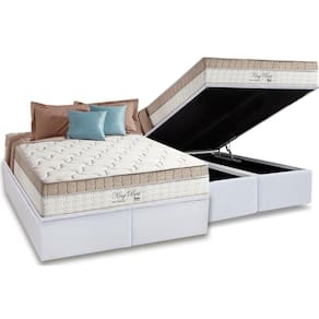 Conjunto Box Baú : Colchão Molas D Angelis Anjos Superlastic King Best + Base CRC Courano White (193x203)