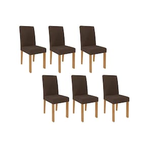 Cadeira Sala de Jantar Maia Kit 6 Un Nature/Suede Mascavo Chocolate - Cimol