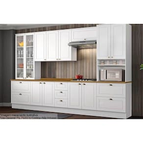 Cozinha Completa Americana 8 Peças (2Aéreos+2Balcões+2Paneleiros+2Complementos ) C5P65 Branco - Henn