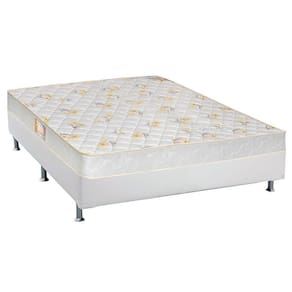 Conjunto Box Casal: Colchão Espuma Castor D28 Sleep Max + Base CRC Courano White (138x188)