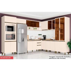 Cozinha Completa Connect 11 Peças (4Aéreos+3Balcões+2Paneleiros+2Complemento) C5P85 Off White - Henn