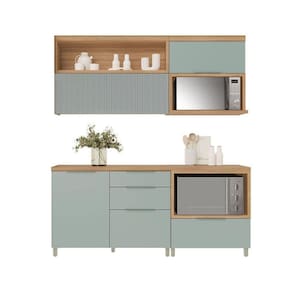 Cozinha Completa Marquesa 4 Peças (2Aéreos+2Balcões) C4P24 Nature/Verde - Nesher