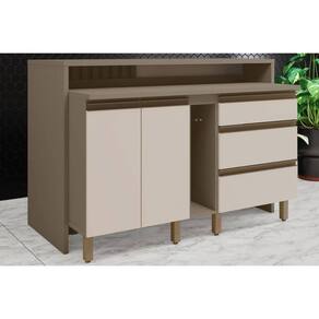 Bancada Ilha Cozinha Gourmet Connect c/ 2 Portas e 3 Gavetas 145cm Duna/Cristal - Henn