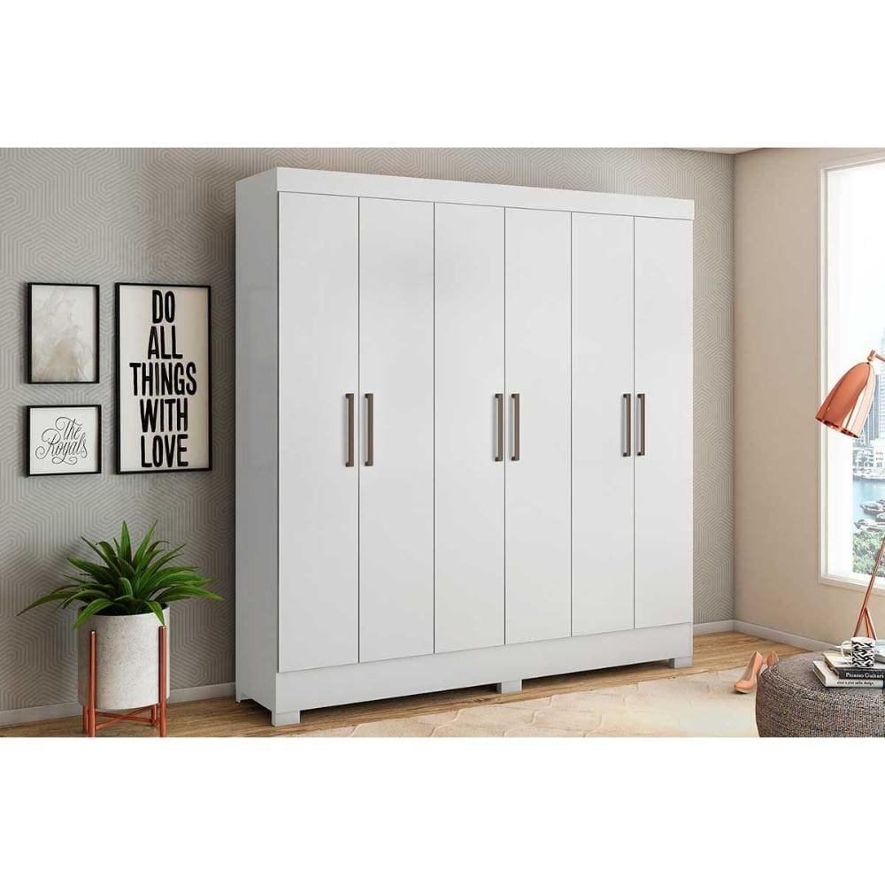 Guarda Roupa Casal 6 Portas e 3 Gavetas Prático Branco - Demóbile